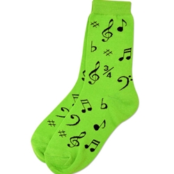 Socks Blk Notes Neon Green  9-11